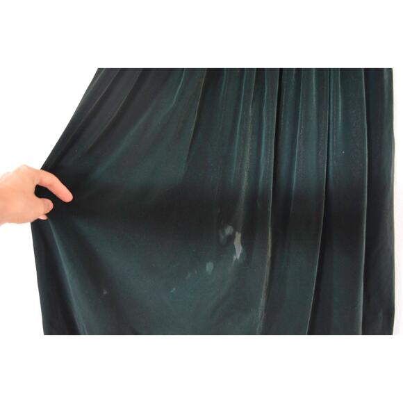 Green Vintage Velvet Midi Dress Lace Collar - Picture 8 of 11